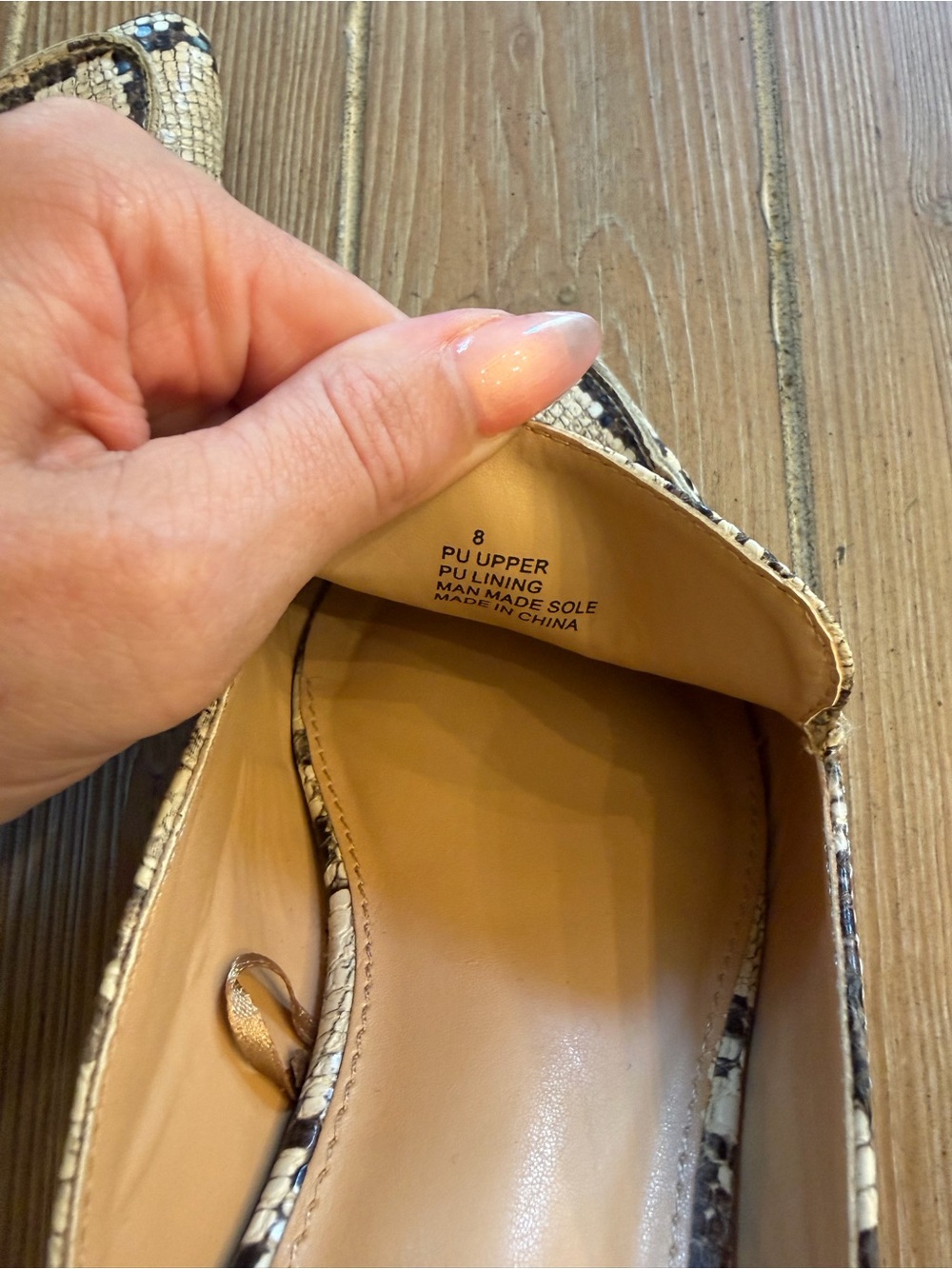 Express Women’s Snake-Print Pointed Slip-On Mules in Beige - Picture 4 of 5